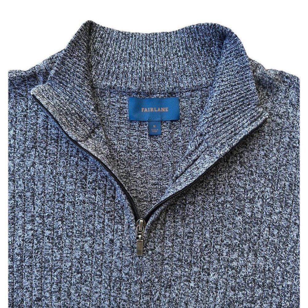 Fairlane Cashmere/Cotton Quarter Zip Pullover Sweater Men's Size Medium Grey - Picture 7 of 8
